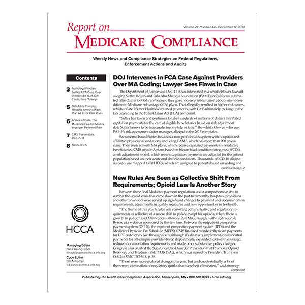 Report on Medicare Compliance | HCCA Official Site